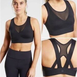 Athleta  Women's Black Eclipse Reversible Mesh Sports Bra Size XSmall 1363